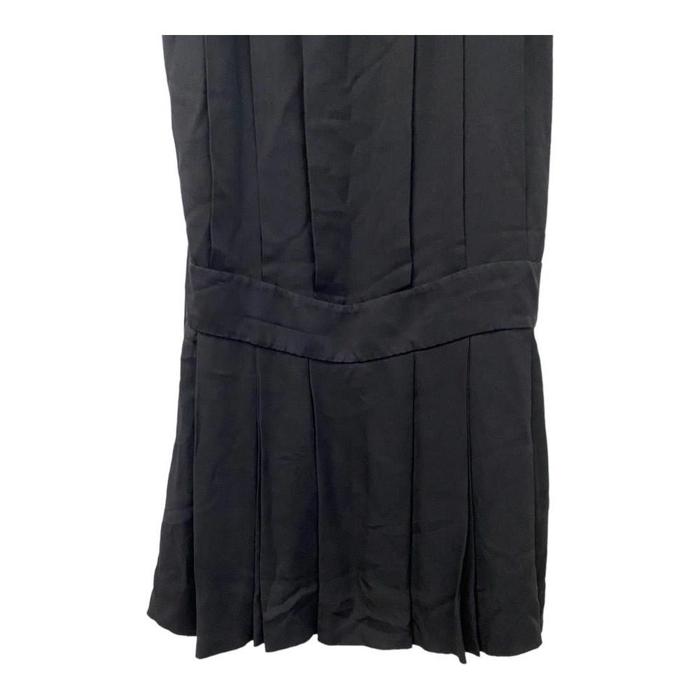 Marc by Marc Jacobs 100% Silk Dress 10 Black V-Neck Drop Waist Mini Pleated Chic - Picture 3 of 5